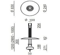 Suspension*Stilnovo Suspension, Saliscendi , , Ø63cm, H129cm - rouge