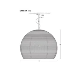 Suspension, Sangha 120, rotin, Ø120cm, H115cm - Dark