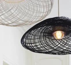 Suspension*Forestier Suspension, Satelise L, rotin , Ø110cm, H40cm - bleu