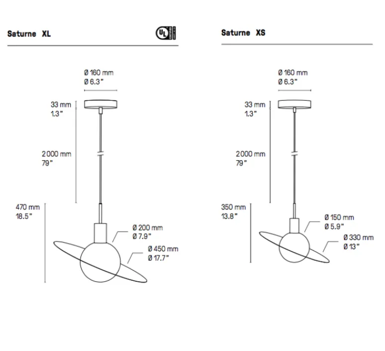 Suspension*CVL Suspension, Saturne XL, satiné, LED, 1300lm, 2700k, Ø45cm, H47cm - laiton