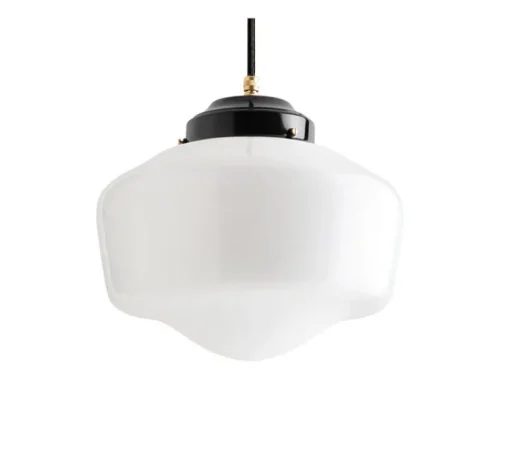 Suspension*Zangra Suspension, Schoolhouse, art deco, , Ø25,5cm, H19cm - noir, opalin