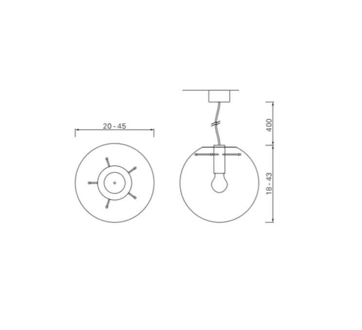 Suspension, Selene 45, transparent, cuivre , Ø45cm - Classicon
