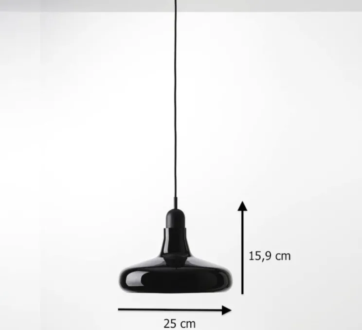 Suspension, Shadows, noir, verre brillant, dimmable, Ø25cm, H15,9cm - Brokis
