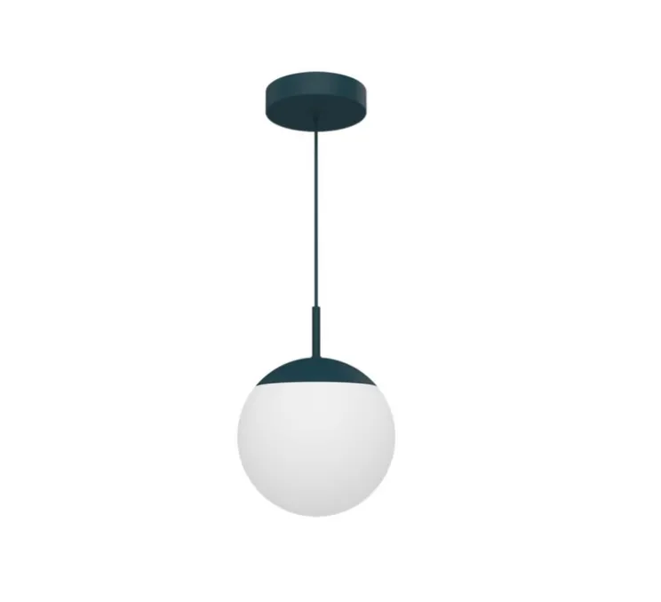 Suspension, Simple D25 MOOON!,Bleu Acapulco, IP42, LED, 5000K, 1000 lm, Ø25cm, H123cm - Fermob