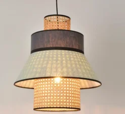 Suspension*Market Set Suspension, Singapour GM, , cannage, L42cm, Ø44cm - vert amande, gris