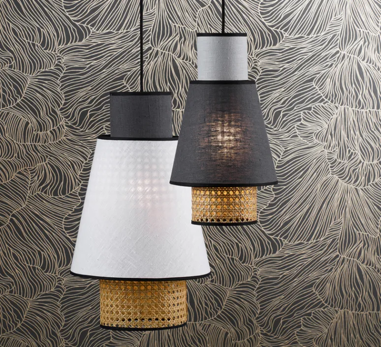 Suspension*Market Set Suspension, Singapour S, , cannage, Ø30cm, H49,5cm - gris, blanc