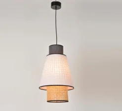 Suspension*Market Set Suspension, Singapour S, , cannage, Ø30cm, H49,5cm - gris, blanc