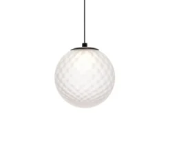 Suspension*Wever&Ducré Suspension, Solli 1.0, , LED, dim, 2700K, 280 lm, Ø12cm, H12,5cm - noir, verre blanc texturé