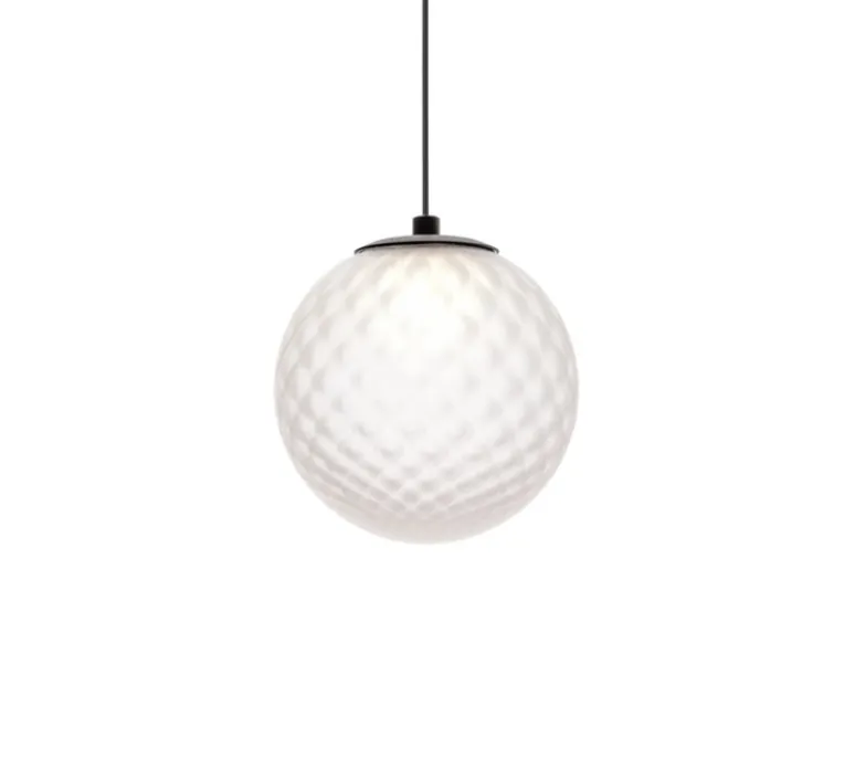 Suspension*Wever&Ducré Suspension, Solli 1.0, , LED, dim, 2700K, 280 lm, Ø12cm, H12,5cm - noir, verre blanc texturé