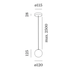 Suspension*Wever&Ducré Suspension, Solli 1.0, , LED, dim, 2700K, 280 lm, Ø12cm, H12,5cm - noir, verre blanc texturé