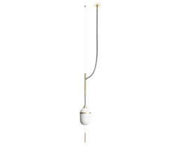 Suspension, Solo Grand Fleur de Kaolin, blanc, laiton brossé, L20cm, H19,5cm - DesignHeure