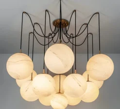 Suspension*Schwung Suspension, Spider, , Ø159cm, H133,7cm - Laiton laqué bruni, marbre