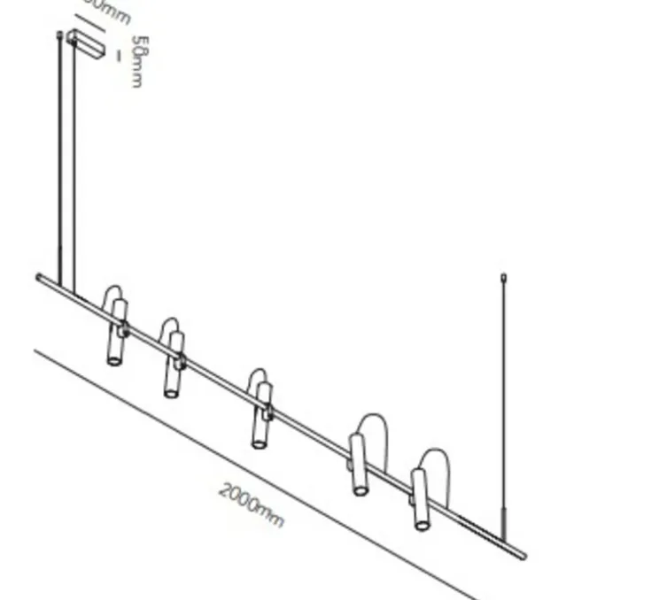 Suspension, Spirit S2000, titanium, LED, dim, 2700K, 110 lm, L200cm, H18cm - Light Point