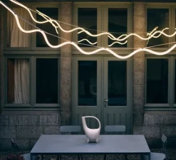 Suspension*Petite Friture Suspension, Spline, , IP65, LED, dim, 2700K, 4000 lm, L450cm, H20cm - beige, bleu