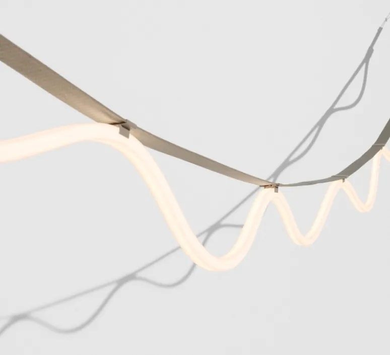 Suspension*Petite Friture Suspension, Spline, , IP65, LED, dim, 2700K, 4000 lm, L450cm, H20cm - beige, bleu