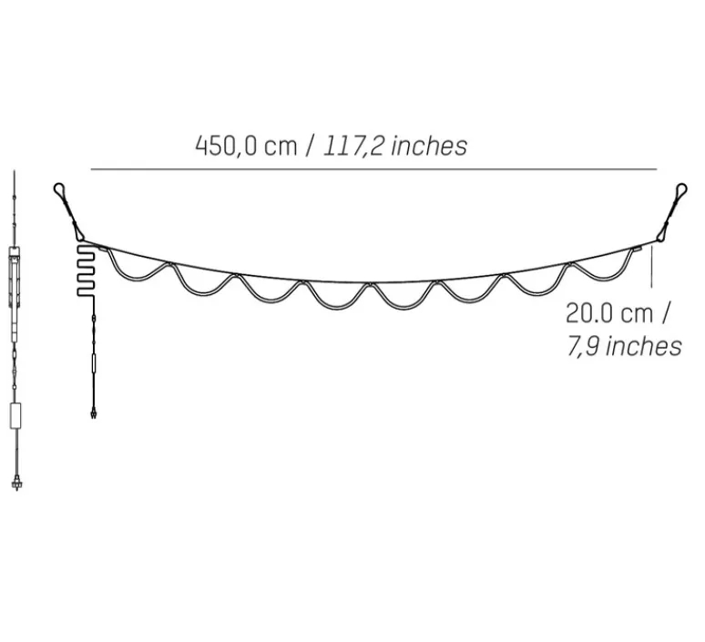 Suspension*Petite Friture Suspension, Spline, , IP65, LED, dim, 2700K, 4000 lm, L450cm, H20cm - beige, bleu