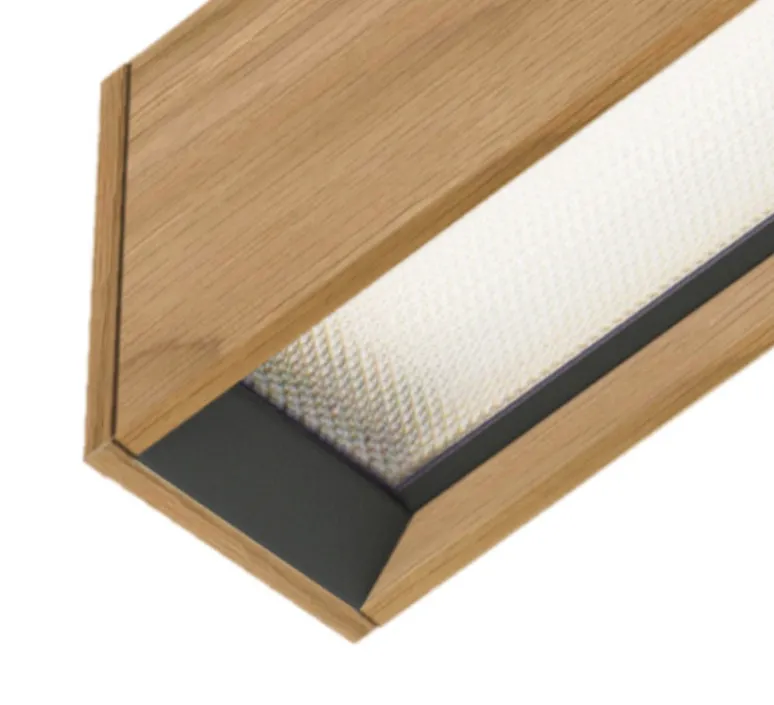 Suspension*Tunto Suspension, Square, , LED, DALI, microprisme, dim, 2700K, 1950 lm, L172cm, H6cm - bois, noyer