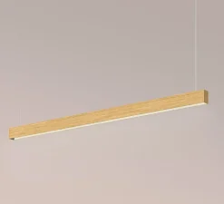 Suspension*Tunto Suspension, Square, , LED, DALI, microprisme, dim, 2700K, 1300 lm, L116cm, H6cm - chêne