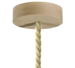 Suspension, série bois, beige, câble en corde, Ø5cm, H11cm - Creative Cables