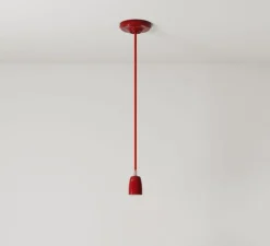 Suspension|Enfants*Creative Cables Suspension, série porcelaine, , Ø4,5cm, H6cm - rouge, câble textile rouge feu brillant