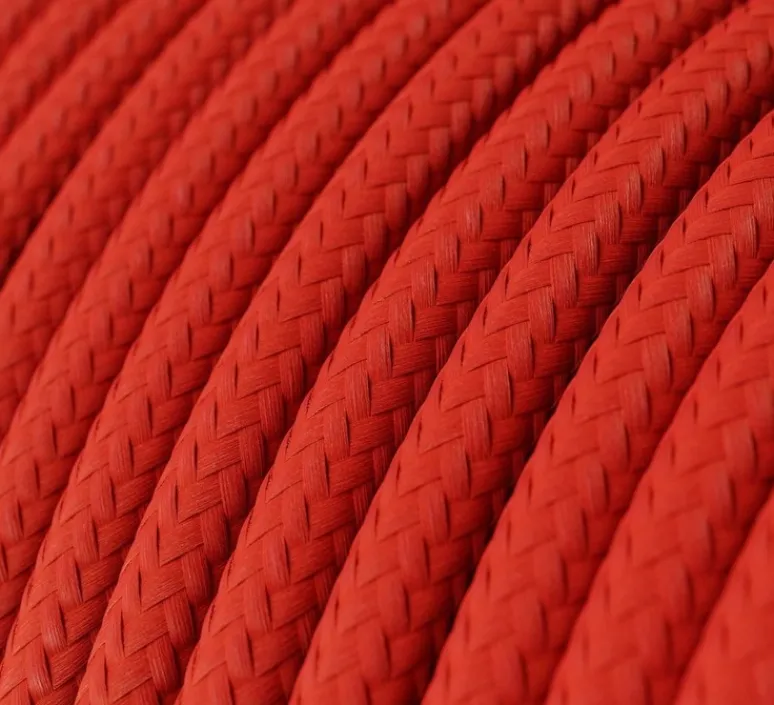 Suspension|Enfants*Creative Cables Suspension, série porcelaine, , Ø4,5cm, H6cm - rouge, câble textile rouge feu brillant