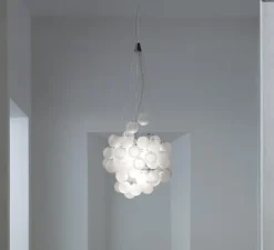 Suspension, Stochastic D87, 72 sphères, blanc opalin, LED, 2700k, 1541lm, Ø50cm, H60cm - Luceplan