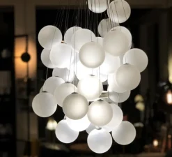 Suspension, Stochastic D87sp, 48 sphères, blanc opalin, LED, 2700k, 1541lm, Ø40cm, H60cm - Luceplan
