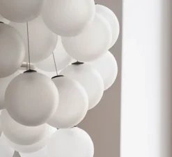 Suspension, Stochastic D87sp, 48 sphères, blanc opalin, LED, 2700k, 1541lm, Ø40cm, H60cm - Luceplan