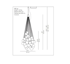 Suspension, Stochastic D87sp, 48 sphères, blanc opalin, LED, 2700k, 1541lm, Ø40cm, H60cm - Luceplan