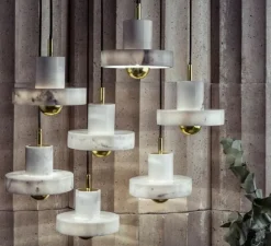 Suspension*Tom Dixon Suspension, Stone LED, , LED, dim, 3000k, 360 lm, Ø18cm, H14cm - blanc, or