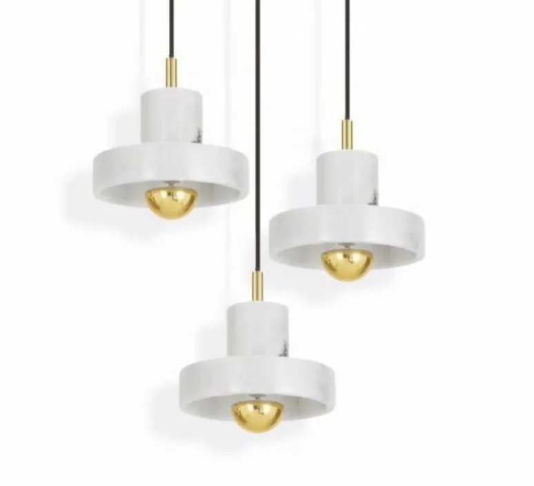 Suspension*Tom Dixon Suspension, Stone LED, , LED, dim, 3000k, 360 lm, Ø18cm, H14cm - blanc, or