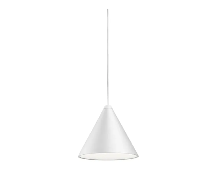 Suspension, String Light, (cone, 12m, rosace), blanc, LED, dim, 2700K, 1033 lm, Ø19cm, H16cm - Flos