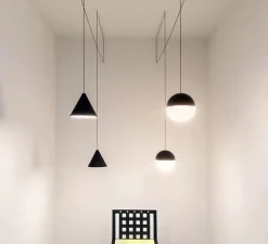 Suspension*Flos Suspension, String Light (cone, 12m, rosace), , LED, 2700K, 1033lm, Ø19cm, H16cm - noir