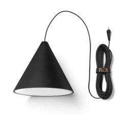 Suspension*Flos Suspension, String Light (cone, 12m, rosace), , LED, 2700K, 1033lm, Ø19cm, H16cm - noir