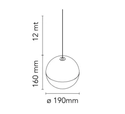 Suspension, String Light, (sphère, 12m, alimentation sol), bleu, LED, dim, 2700K, 1033 lm, Ø19cm, H19cm - Flos