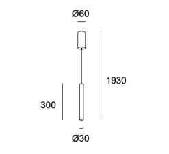 Suspension, Stylus, blanc, LED, 3000K, 412 lm Ø3cm, H30cm - LEDs C4