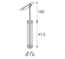 Suspension sur rail, Quimera, noir mat, LED, dim, 2700K, 330 lm, Ø7,6cm, H47cm - SLV