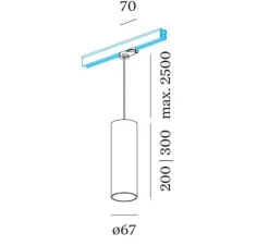 Suspension*Wever&Ducré Suspension sur rail, Ray on track 3.0 PAR16, , Ø6,7cm, H30cm - blanc mat