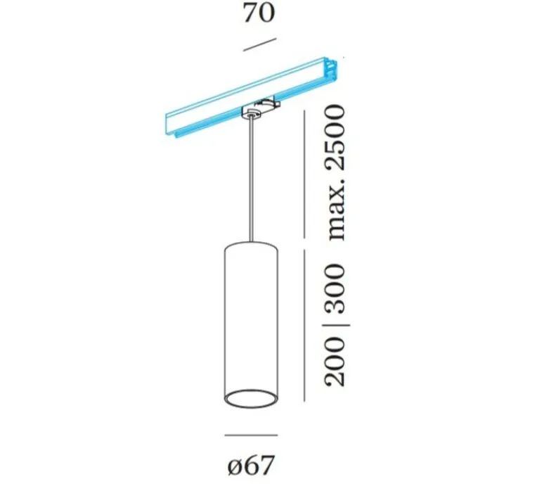Suspension*Wever&Ducré Suspension sur rail, Ray on track 3.0 PAR16, , Ø6,7cm, H30cm - blanc mat