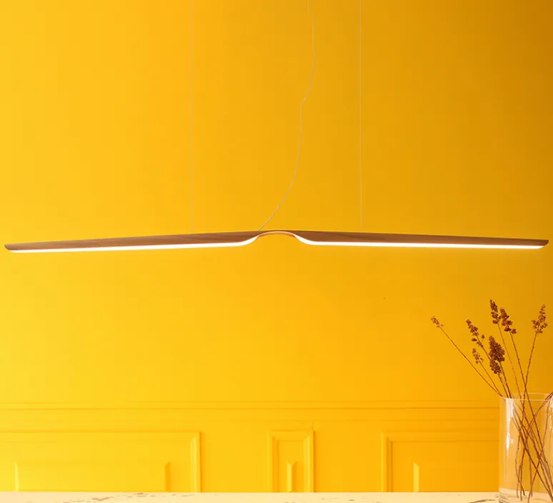 Suspension*Tunto Suspension, Swan, , LED, 2700K, 3951lm, L162cm, H7cm - variable TRIAC, 500mA, chêne