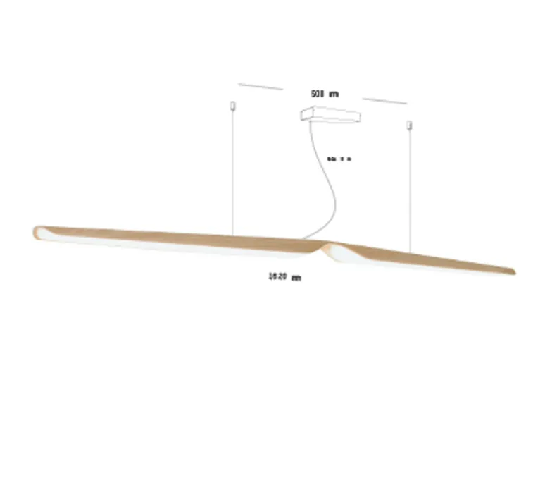 Suspension*Tunto Suspension, Swan, , LED, 2700K, 3951lm, L162cm, H7cm - variable TRIAC, 500mA, chêne