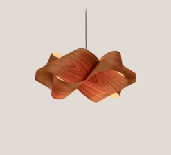 Suspension, Swirl Large, cerisier naturel, câble noir, Ø75cm, H35cm - LZF