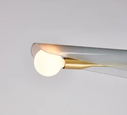 Suspension*Tala Suspension, Sycamore 5, , Ø140cm, H186cm - Laiton, verre gris