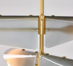 Suspension*Tala Suspension, Sycamore 5, , Ø140cm, H186cm - Laiton, verre gris