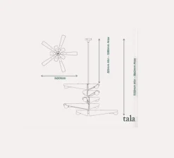 Suspension*Tala Suspension, Sycamore 5, , Ø140cm, H186cm - Laiton, verre gris