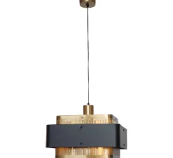 Suspension*Gong Suspension, Tarya Carré , , Ø40cm, H24cm - laiton, noir