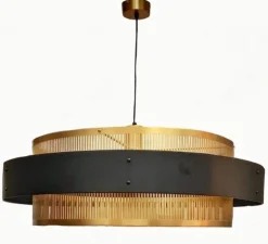 Suspension, Tarya Ronde, Large, noir et laiton, Ø90cm, H27,5cm - Gong