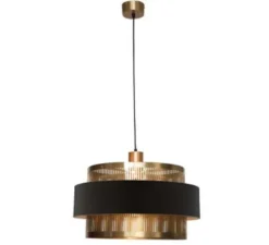 Suspension, Tarya Ronde, noir et laiton, Ø50cm, H28cm - Gong