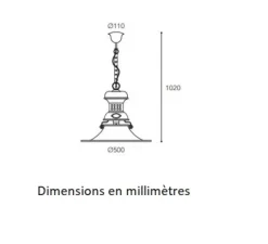 Suspension*Moretti Luce Suspension, Taverna 1007, , Ø50cm, H102cm - Cuivre laiton vieilli