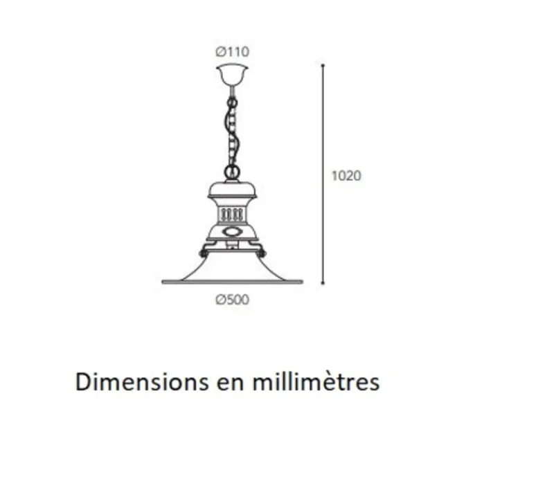 Suspension*Moretti Luce Suspension, Taverna 1007, , Ø50cm, H102cm - Cuivre laiton vieilli